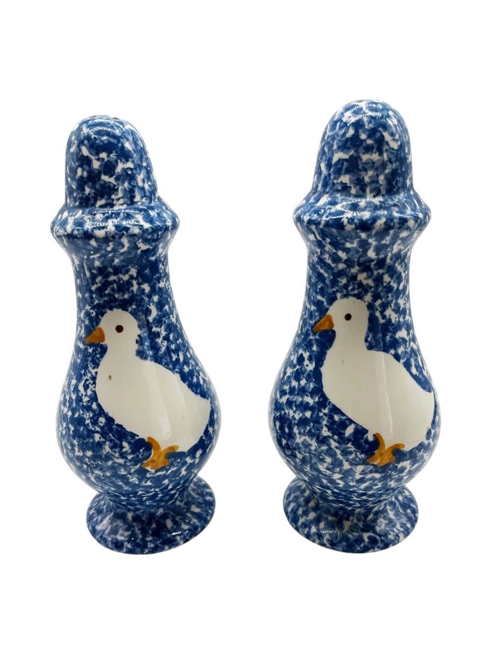Speckled Blue Duck Salt and Pepper Shakers Tall 8" Ceramic Kitchen Decor